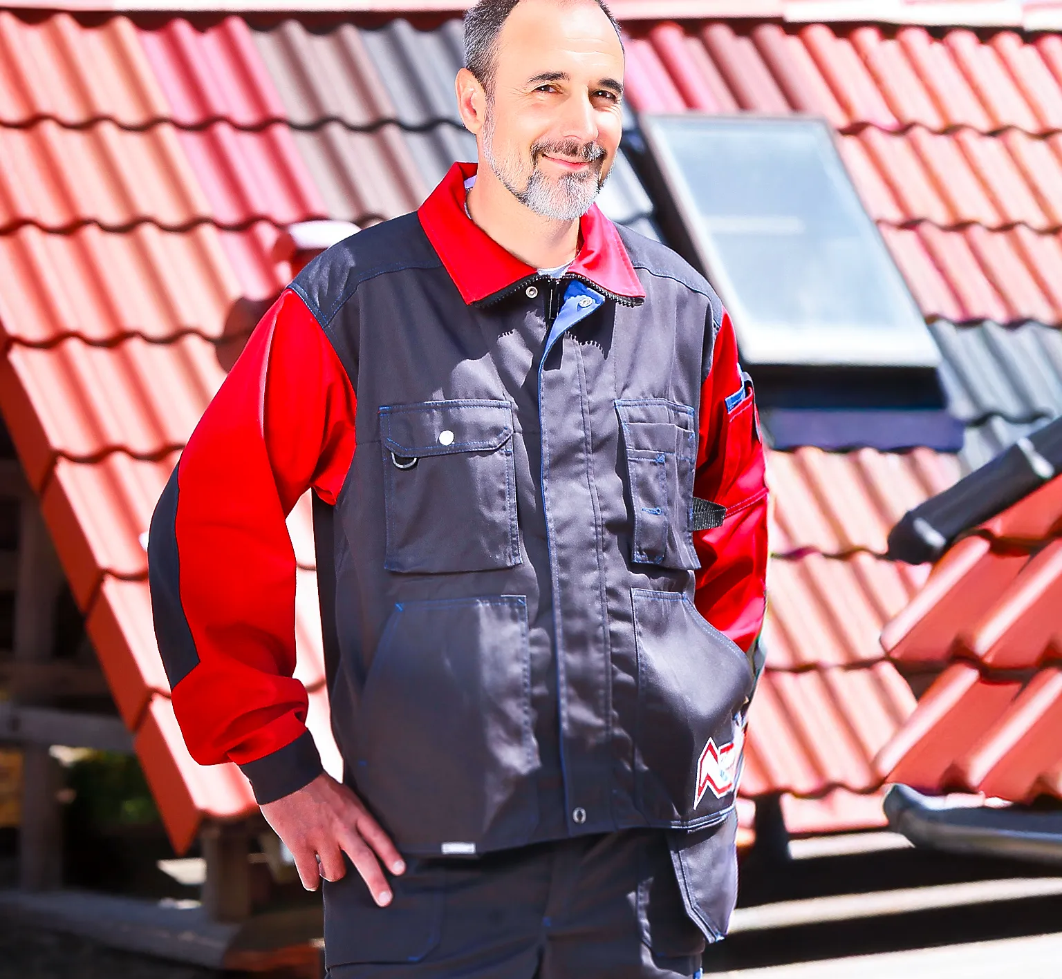 Funktionsjacke "Obenauf" anthrazit/rot