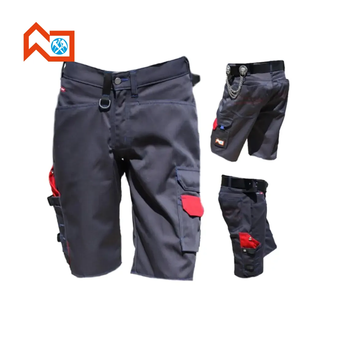 Funktionsshorts "Obenauf" anthrazit/rot