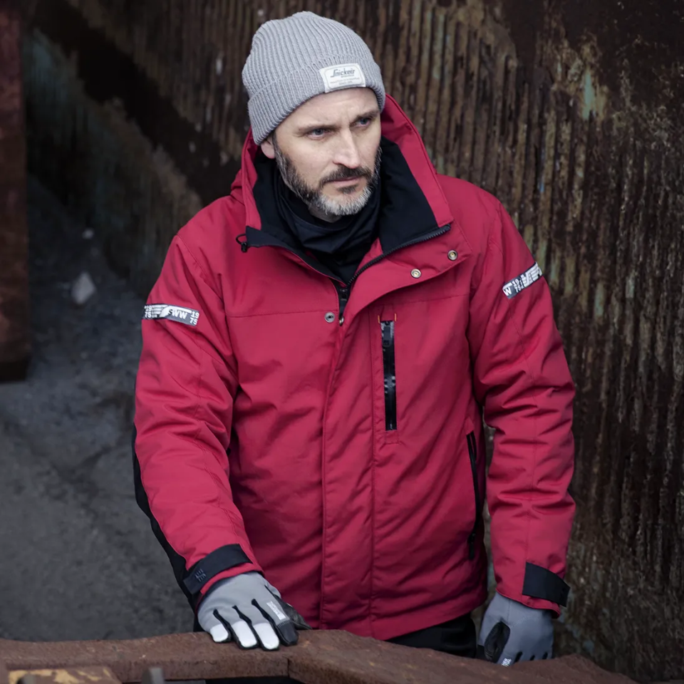 SNICKERS - AllroundWork wasserdichte/isolierende Arbeitsjacke chili/schwarz