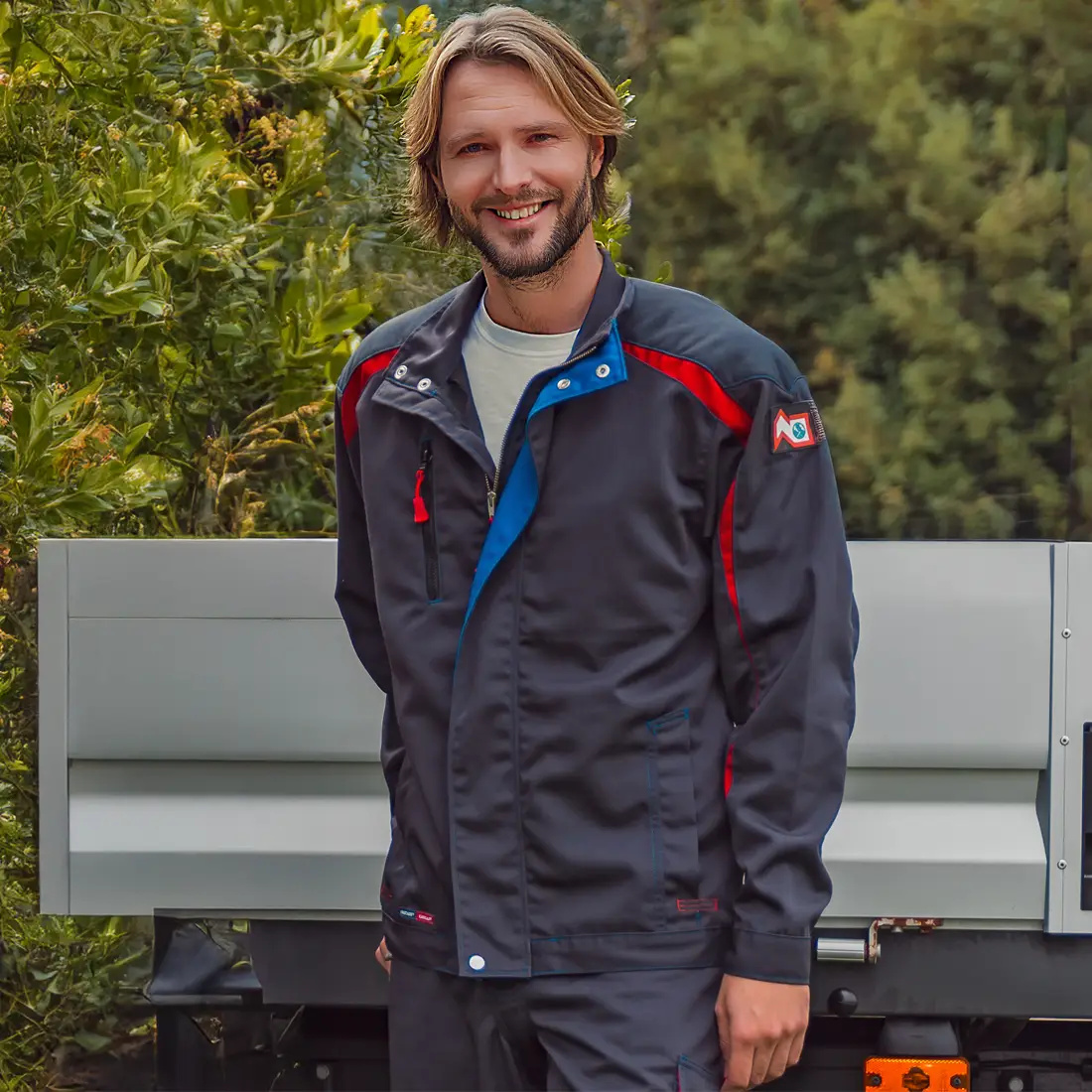 Funktionsjacke DACHDECKER "Obenauf" PRO anthrazit/rot